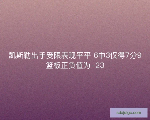 凯斯勒出手受限表现平平 6中3仅得7分9篮板正负值为-23