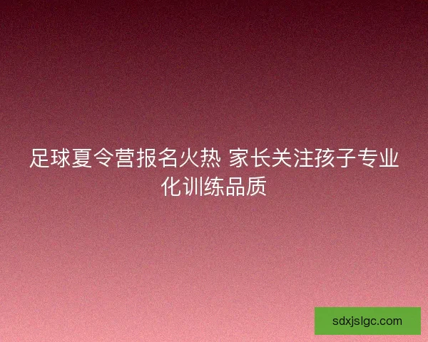 足球夏令营报名火热 家长关注孩子专业化训练品质